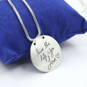 Silver Ladies Motivational Round Necklace